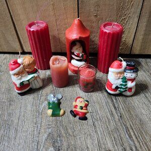 Vintage Christmas candles/pair of Xmas magnets
